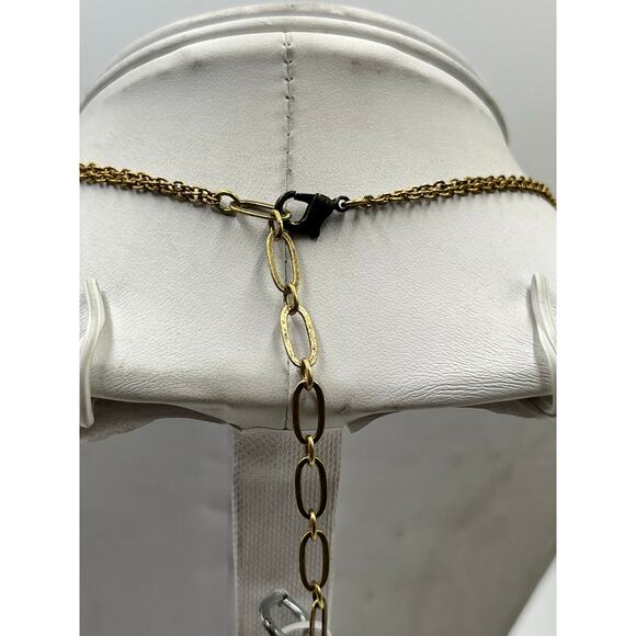 Michal Golan Turquoise and Black Evil Eye Necklace on Double Chain Rhinestone - Picture 10 of 15